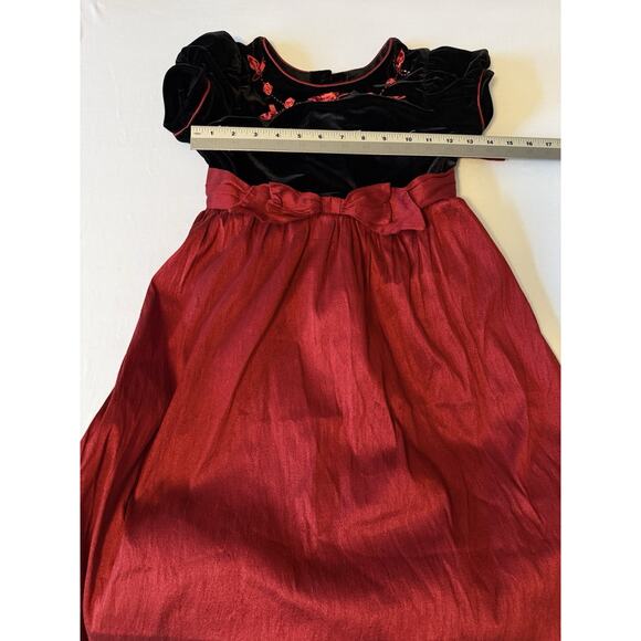Jona Michelle Holiday Christmas Formal Dress Girls 8 Beaded Floral Velvet Red - Picture 8 of 11